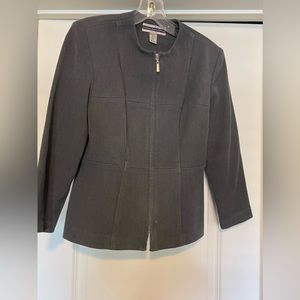 Amanda Smith Charcoal Zip Jacket Blazer Size 4P Poly Rayon Lycra Spandex